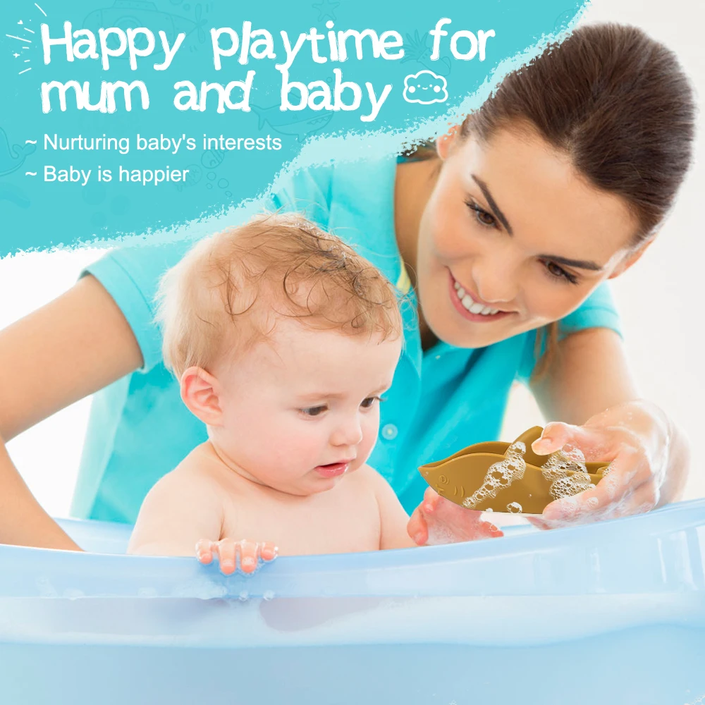 3 uds tiburón de dibujos animados juguetes de baño de silicona para bebé juego de agua de goma suave rompecabezas educativo juguetes para niños - imagen 4