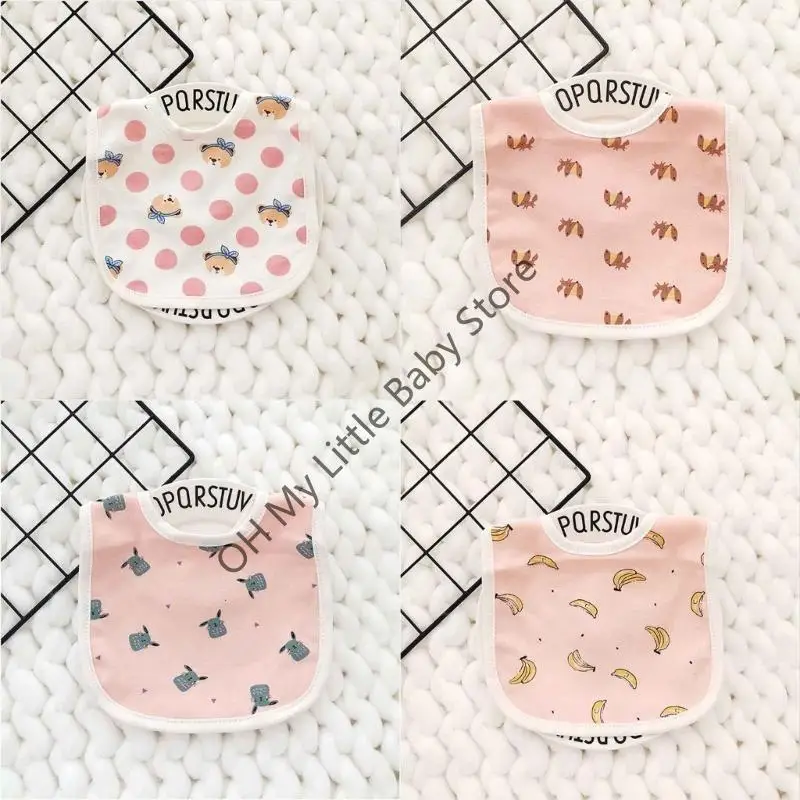 Babero infantil M76C, Baberos babeantes algodón para bebé 0 a 3 años, babero alimentación impreso absorción - imagen 3