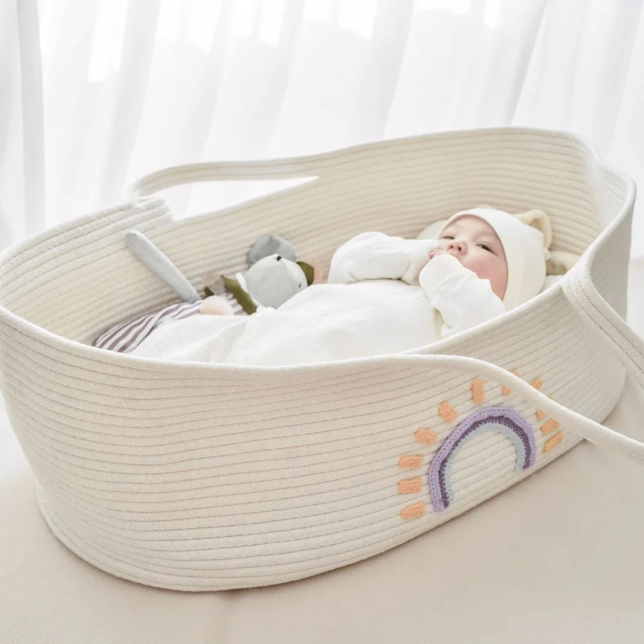 Cesta mimbre portátil bebé recién nacido - imagen 2