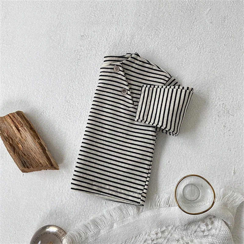 Lawadka-camisetas de algodón para bebés, ropa de manga larga a rayas para niños y niñas, Tops informales de primavera para niños pequeños, camiseta de 3 a 36M - imagen 3