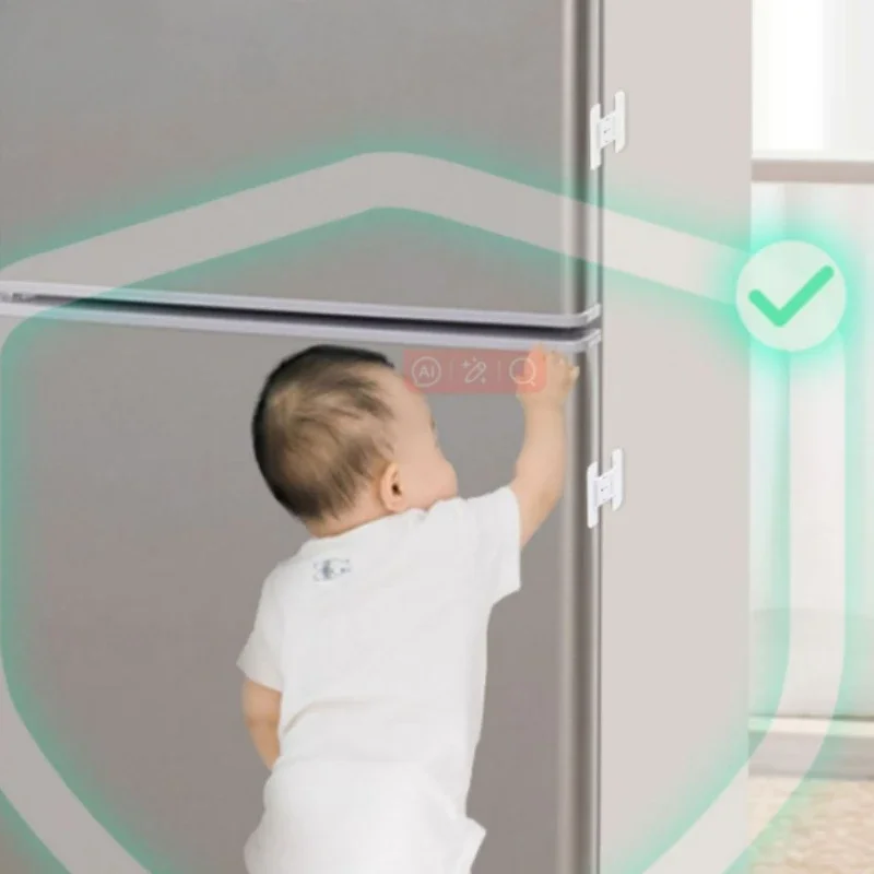 Cerradura de refrigerador para niños, protección de seguridad, dispensador de agua antiabierto, hebilla de casillero, muebles para el hogar, cerraduras de seguridad para puertas de armarios, 2 uds. - imagen 3
