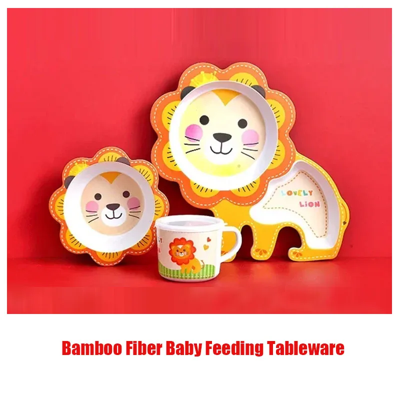 Nuevo Bonito cuenco de alimentación de bebé de fibra de bambú para niños, platos, vajilla, platos creativos portátiles para niños, vajilla