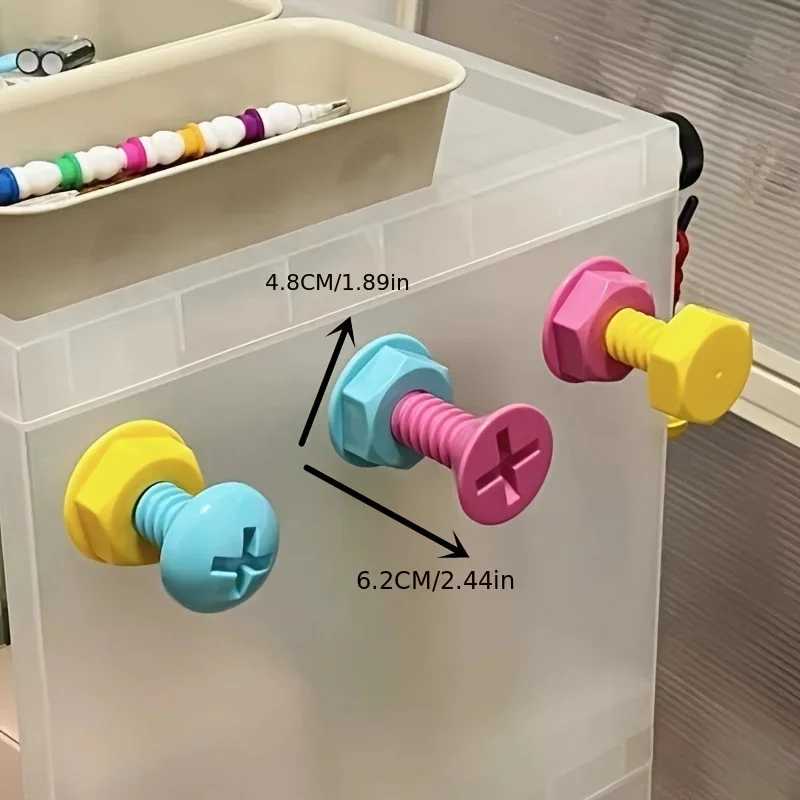 Gancho autoadhesivo de tornillo colorido creativo, gancho adhesivo de dibujos animados bonitos para puerta de pared, ganchos sin perforar para organizador de almacenamiento de bolsas - imagen 5