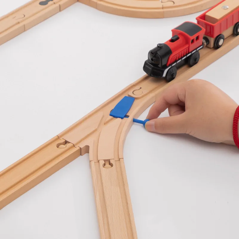 Nuevos accesorios de vía de madera, piezas de vía de tren ferroviario de madera de haya aptas para vías de madera de marca, juguetes educativos para niños - imagen 2