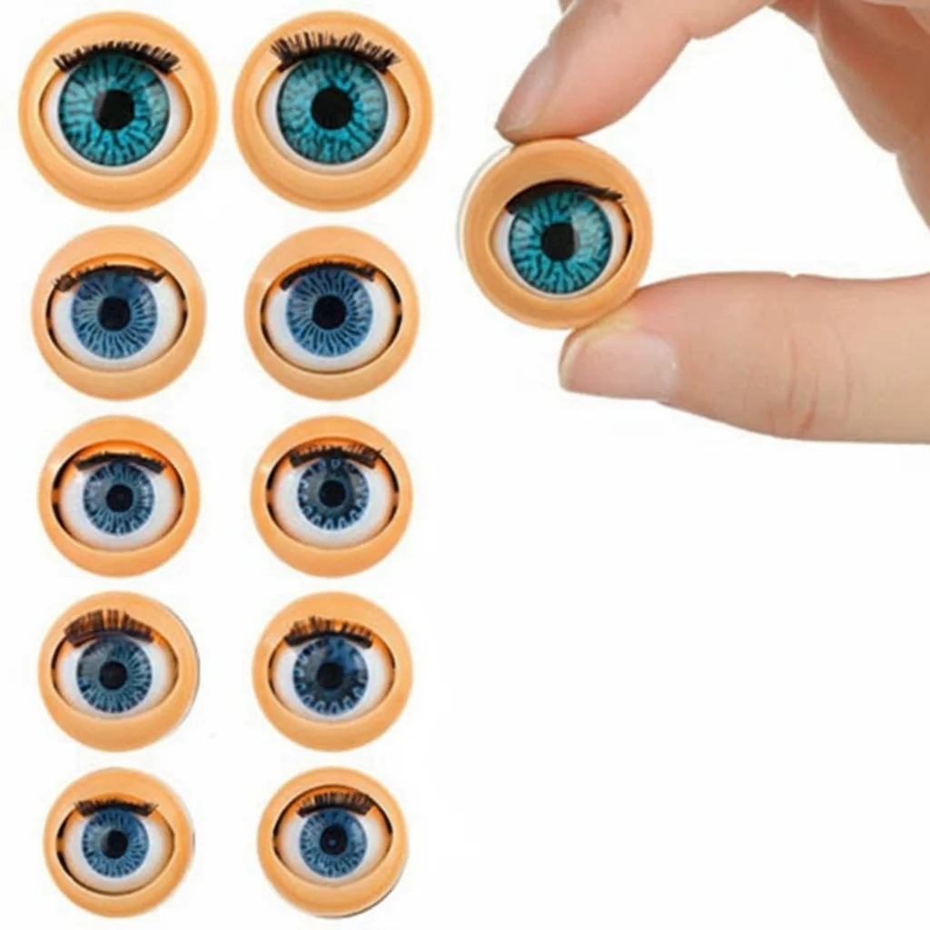 Ojos enrollables con pestañas para muñecas, simulación de activa, accesorios 1 par