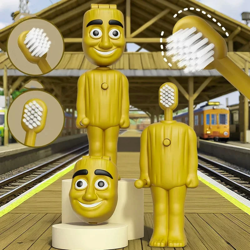 Divertido cepillo de dientes italiano Brainrot Tung para niños, cepillo de dientes de cerdas suaves de Anime, adornos decorativos de modelo lindo de dibujos animados de viaje - imagen 5