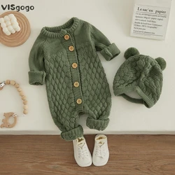 VISgogo Pelele de invierno para bebé con gorrito de oso
