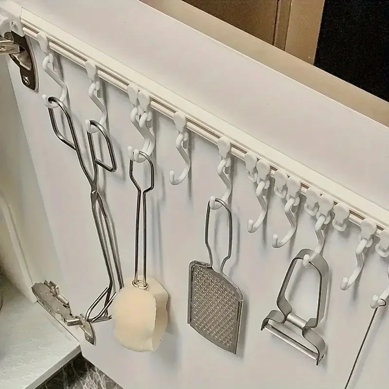 Gancho deslizante adhesivo, estante de almacenamiento de cocina fuerte sin taladro para organización trasera de puerta, 1 ud. - imagen 4