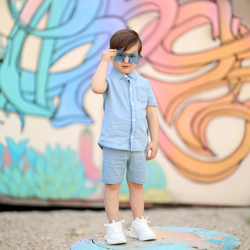 Conjunto vaquero de verano a juego para hermanos, niña y niño - imagen 3