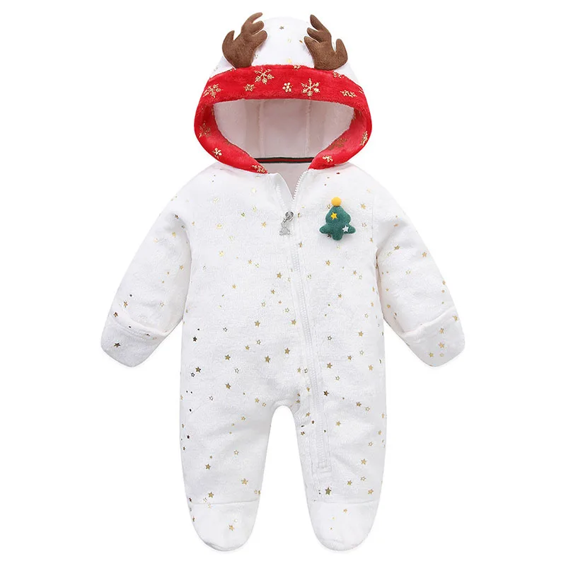 MILANCEL nuevo otoño peleles de bebé 3-12M Navidad Linda estrella niñas mono suelto dulce polar acolchado infantil con capucha de una pieza - imagen 5