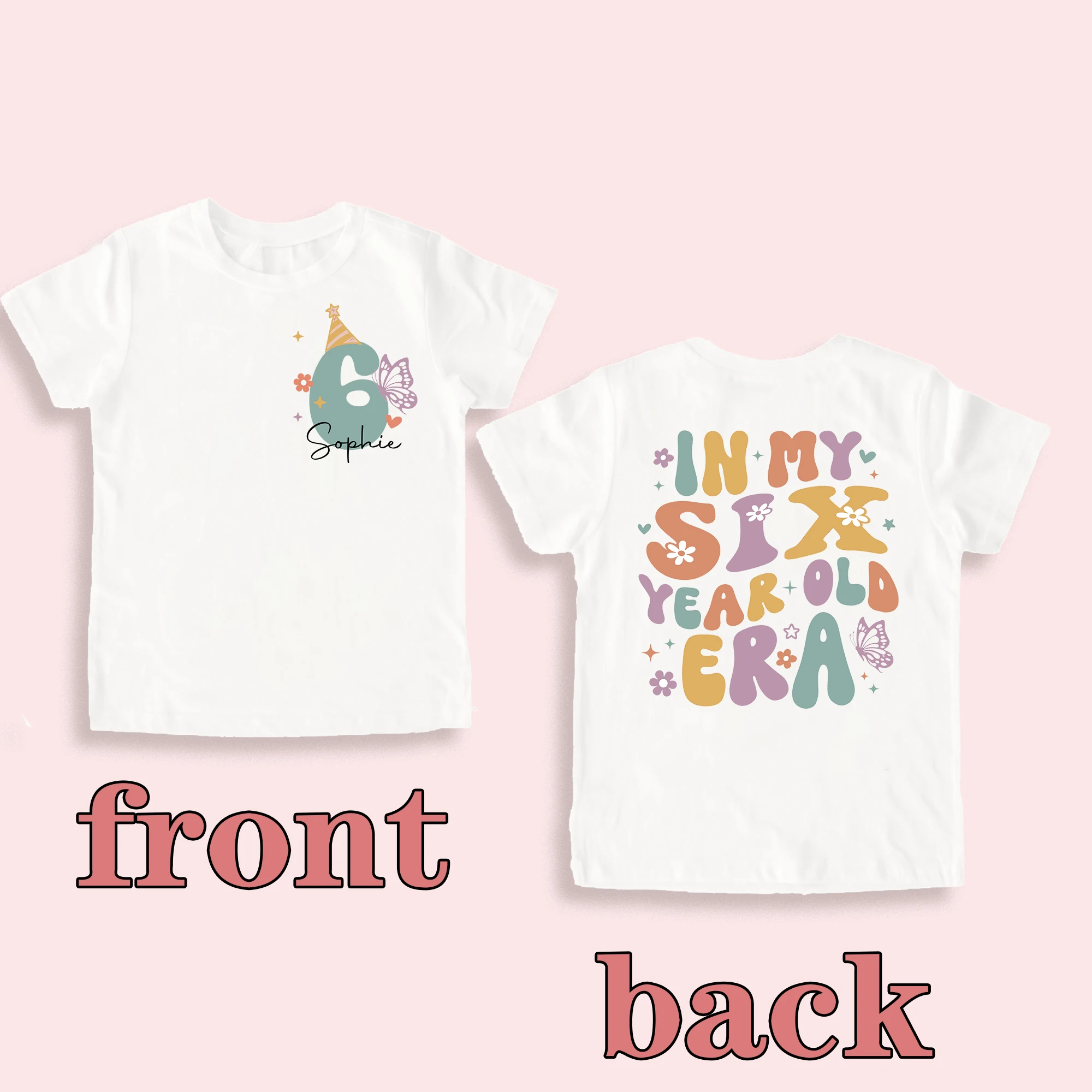 Camisa personalizada de cumpleaños para niñas, traje de fiesta de cumpleaños con nombre personalizado para niños de 1 a 9 años, camiseta de manga corta para niños, camisetas Retro para niñas - imagen 5