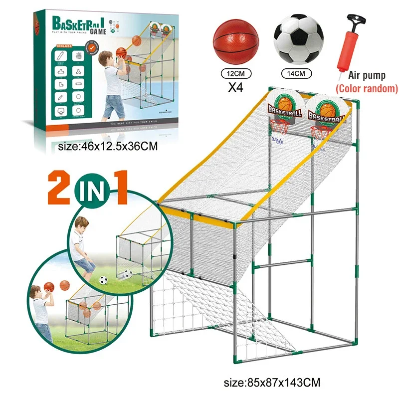 Máquina de tiro de aro de baloncesto grande para niños, juego interactivo de competición para deportes al aire libre y interiores, 2 batallas deportivas - imagen 2
