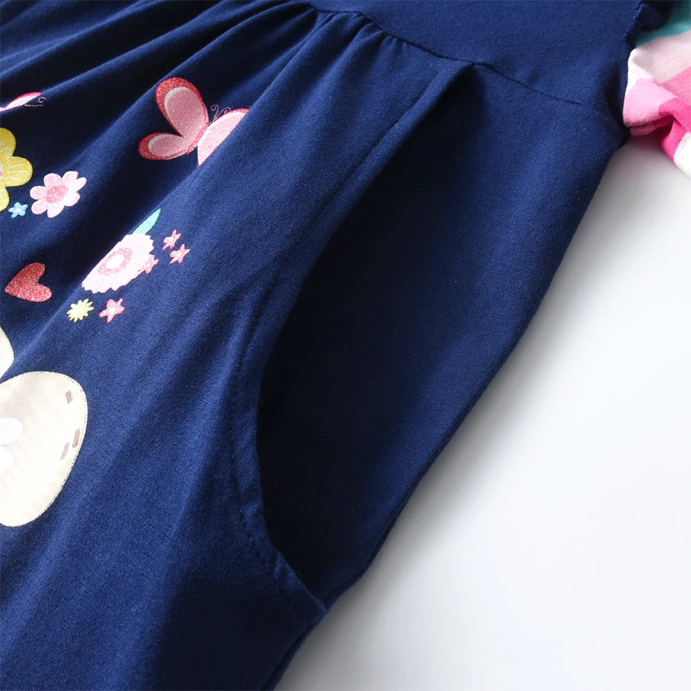 Vestido manga larga de algodón DXTON para niña – Estampado oso escolar - imagen 5
