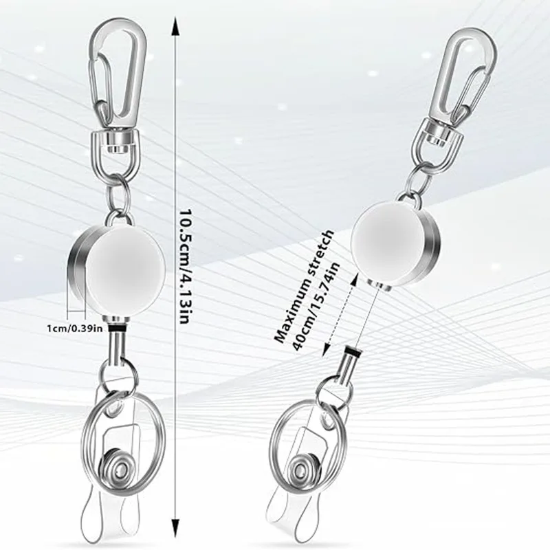 Hebilla redonda de fácil extracción, Clip de insignia de aleación, carrete de insignia retráctil, Clip de identificación fácil de tirar para personal de oficina, 1 ud. - imagen 3