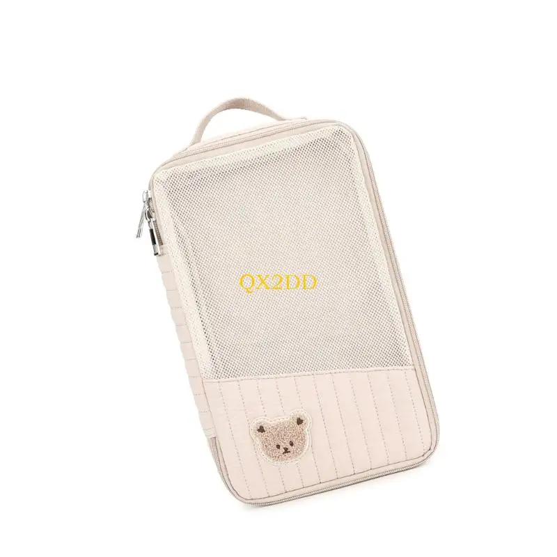 QX2D Bolsa organizadora pañales portátil Construcción algodón transpirable Compartimento espacioso para cambios rápidos - imagen 4
