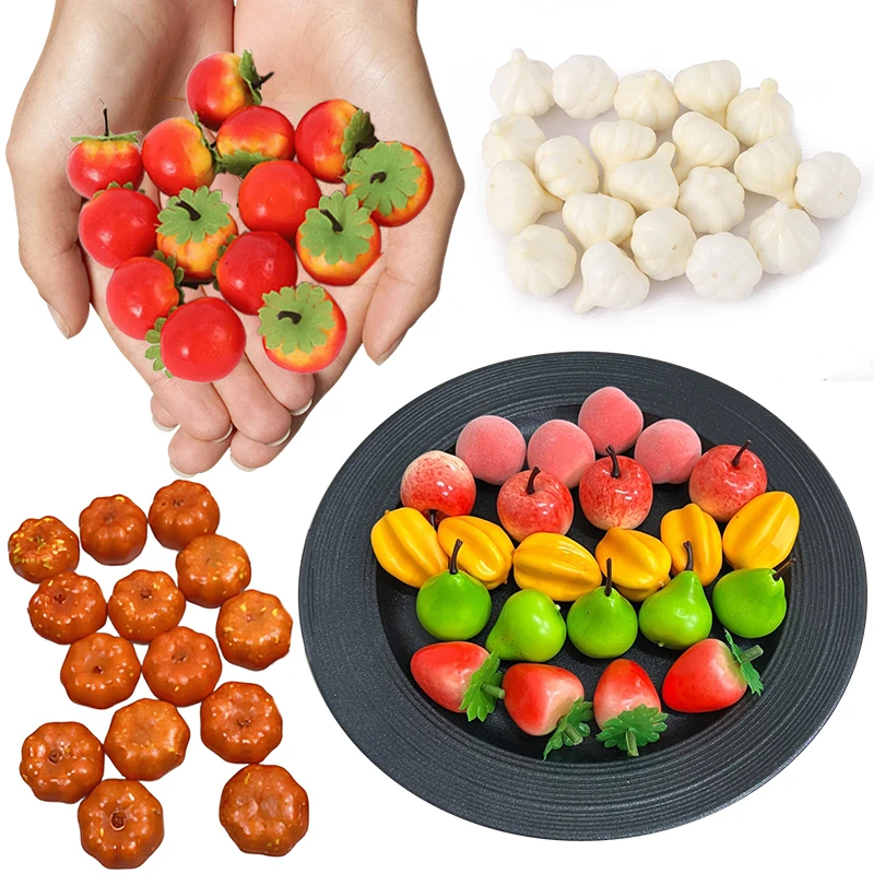 20 unids/lote de Mini modelos de espuma de frutas y verduras simuladas, suministros para manualidades DIY, materiales de decoración para festivales, accesorios de fotografía ZYF