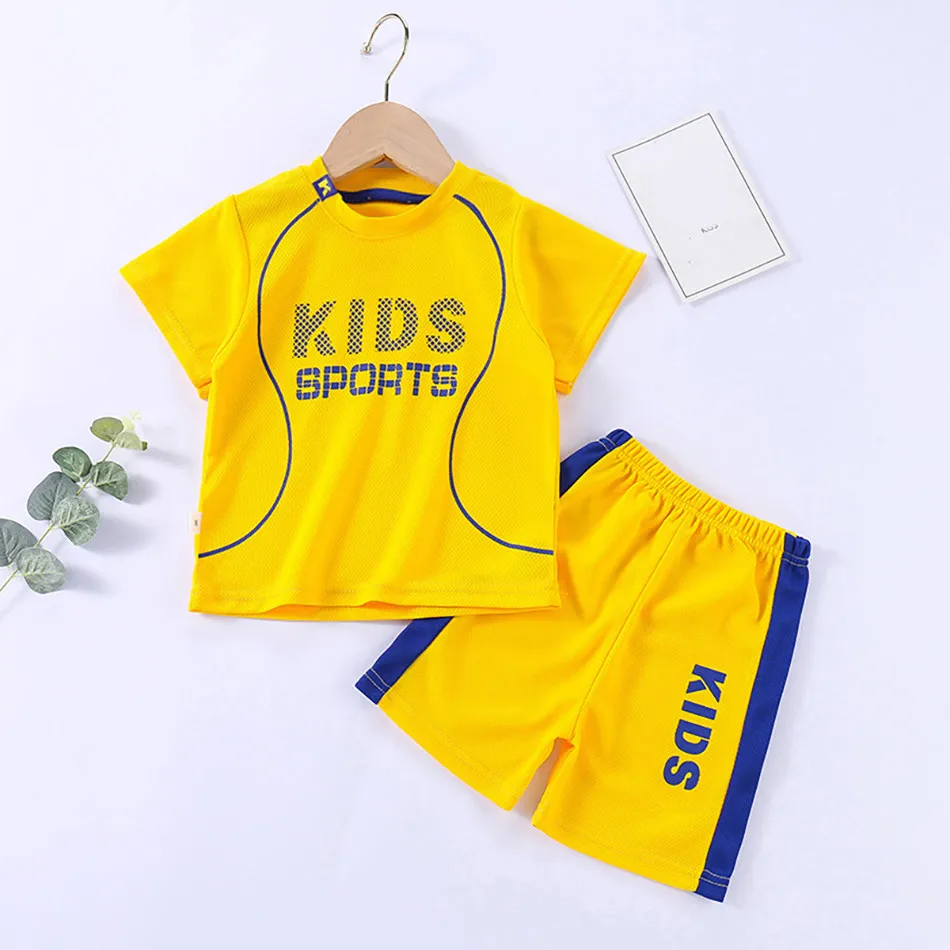Camiseta para bebé, pantalones cortos, niño y niña, Tops de secado rápido de verano, pantalones, conjunto de ropa de 2 uds., ropa de dormir para niños, ropa deportiva de fútbol - imagen 4