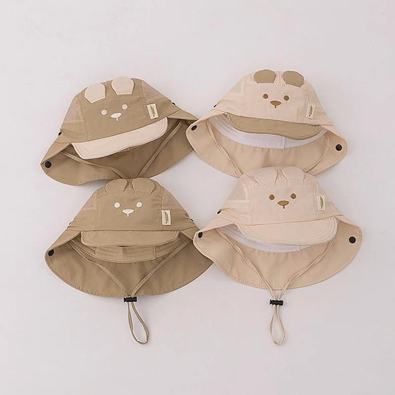 Sombrero de verano para niños, protección del cuello, gorra de pescador, bonitos sombreros de dibujos animados para niños pequeños, protección Uv, sombreros de cubo plegables para bebés al aire libre - imagen 4