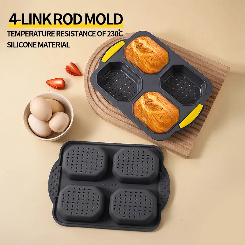 Molde de silicona para hornear pan con forma de huevo de hamburguesa de celosía, molde para hornear de grado alimenticio, redondo, cuadrado, poroso, 12/8/4 - imagen 2