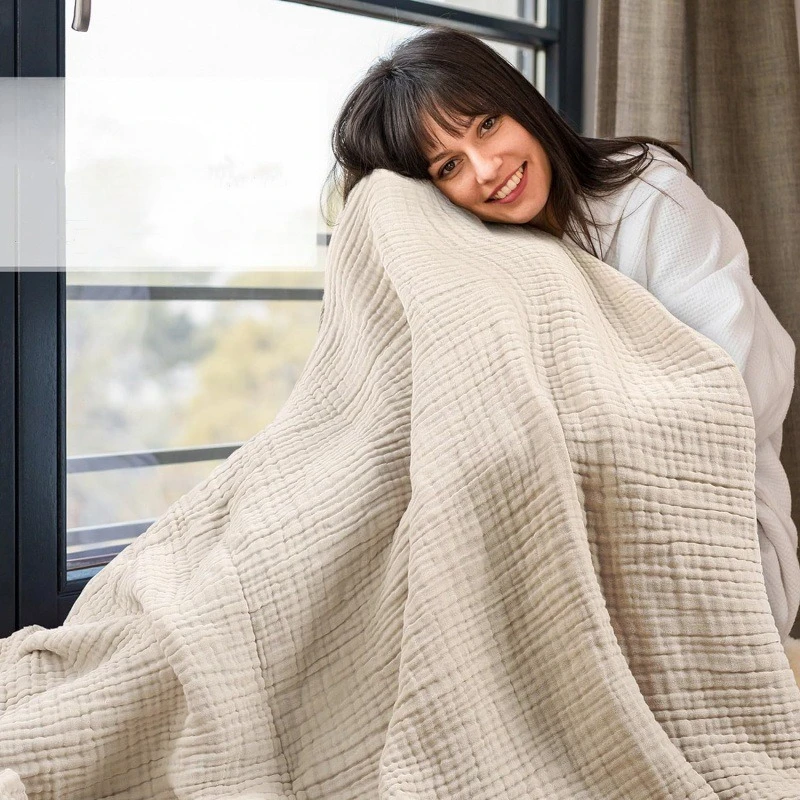 Manta de bebé de talla grande de 150x200cm, gasa de algodón, mantas de muselina de 6 capas, ropa de cama para niños y adultos, colcha suave de verano, Toalla de baño envolvente - imagen 2