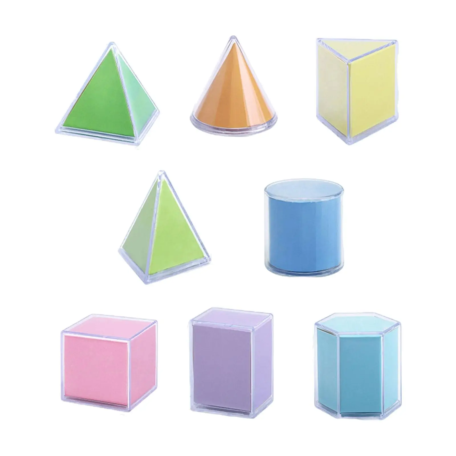 8x Transparent 3D Shapes Geometric Montessori Toys Educational Toy Shape Sorter