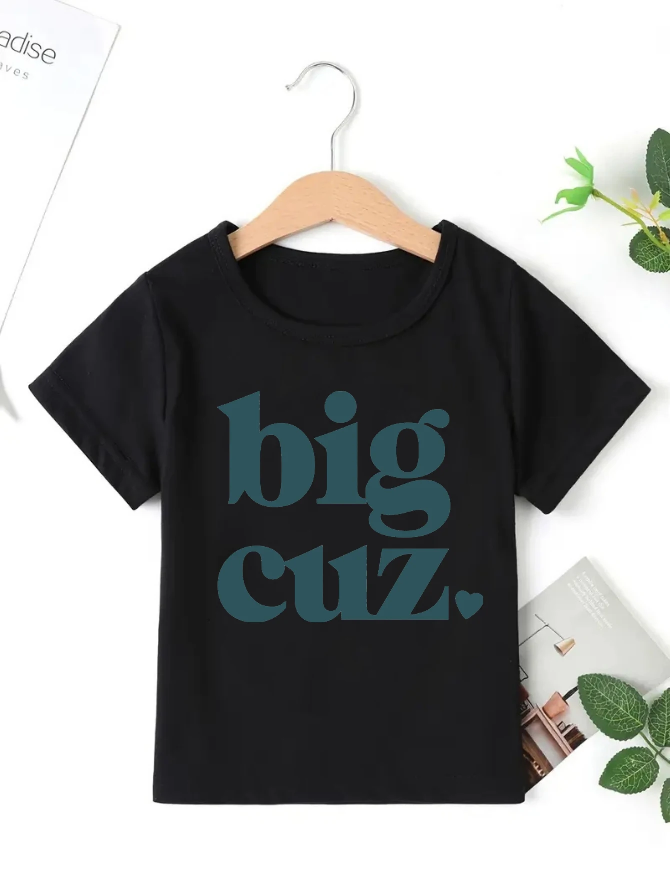 Camiseta con estampado de letras de corazón de Big Cuz, camiseta para niños Cousin Make The Best Friend, camiseta para niños pequeños, camisa de manga corta de verano - imagen 2