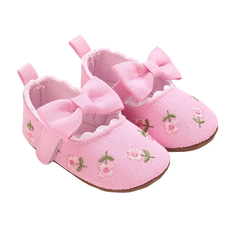 SUNSIOM Zapatos planos Mary Jane para niña con bordado floral, suela suave antideslizante, zapatos para primeros pasos, zapatos lindos para primavera y otoño - imagen 3