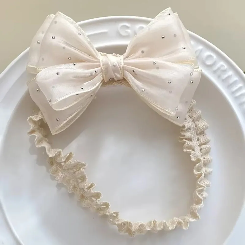 Diadema lazo para recién nacida – Encaje suave elástico - imagen 4