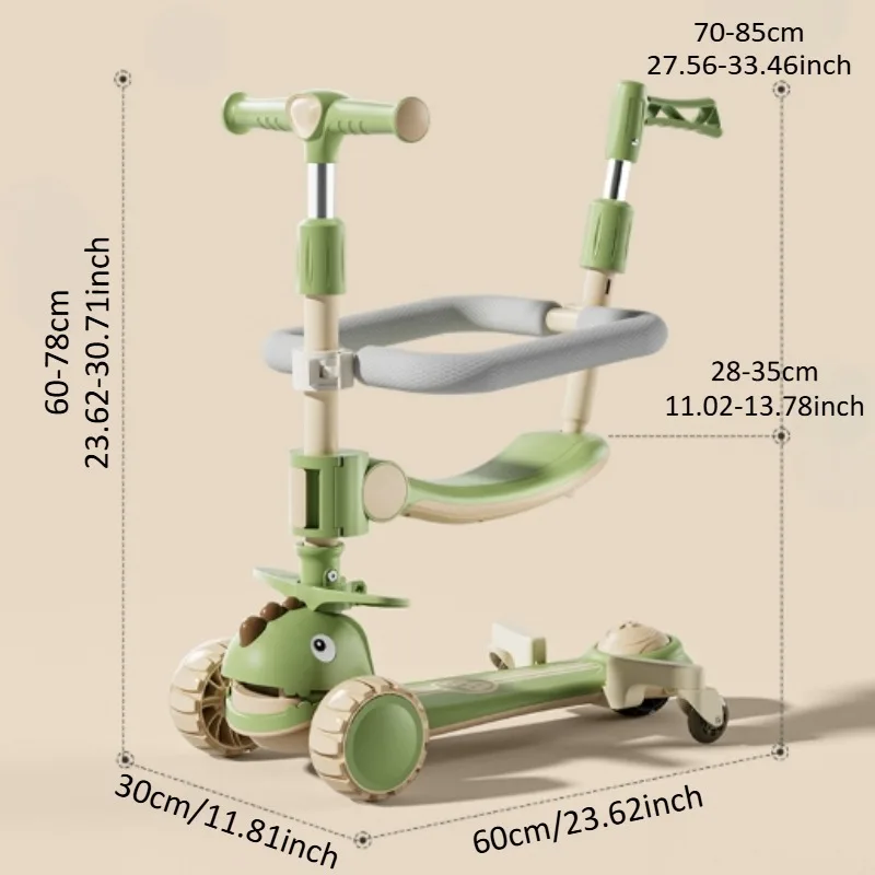 Patinete infantil 3 ruedas con iluminación LED y asiento ajustable