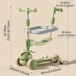 Patinete infantil 3 ruedas con iluminación LED y asiento ajustable