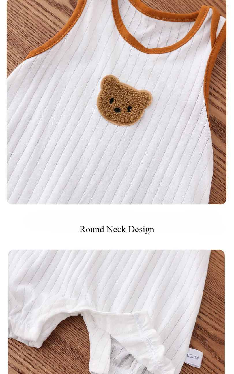 Mono de algodón para niños y niñas, mono sin mangas con bordado bonito, ropa fina para el hogar para bebés de 3 a 6-9-12M - imagen 5