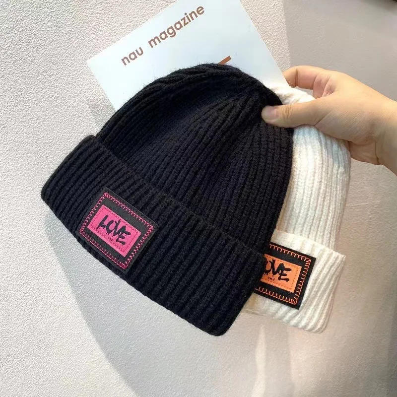 Gorro de invierno para bebé, gorro tejido con letras de amor a la moda, gorros para niños y niñas, accesorios más cálidos para exteriores, estilo coreano de 2 a 6 años - imagen 3