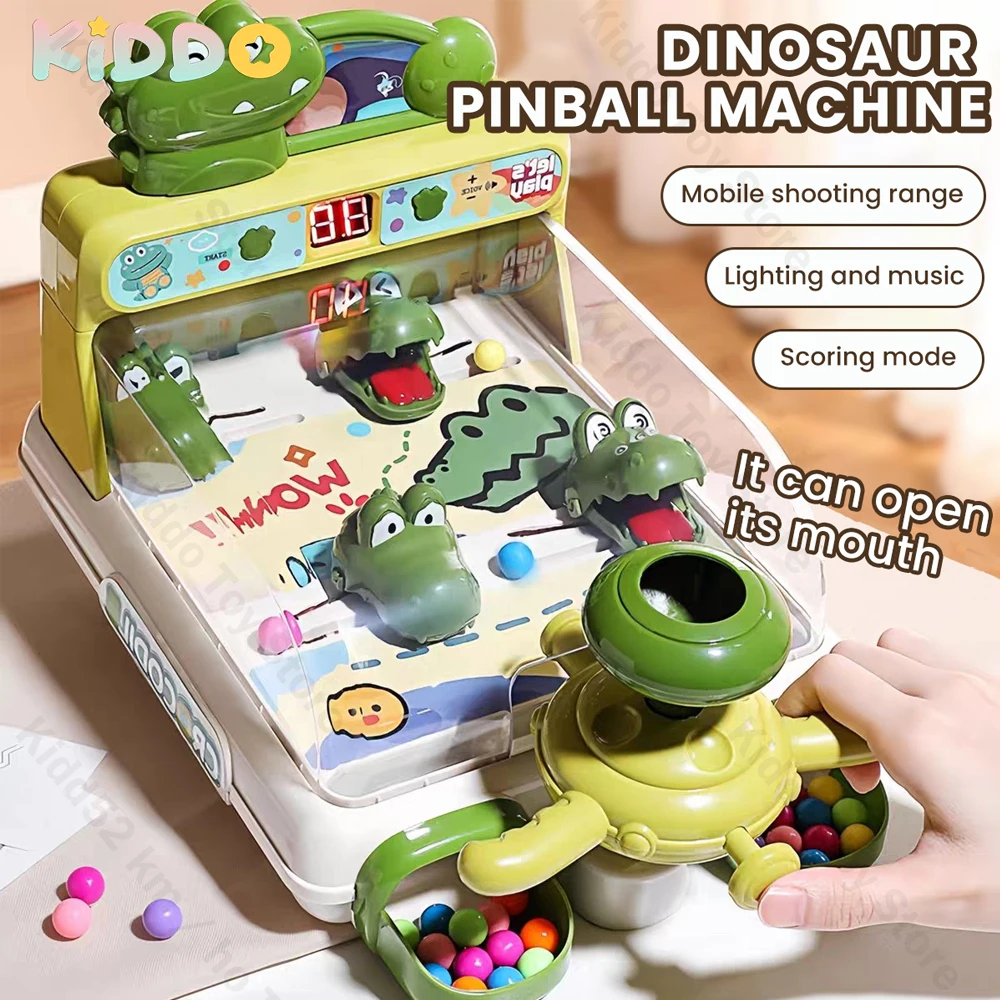 Juegos de mesa de cocodrilo de dibujos animados, juguetes, máquina de disparo de Pinball, objetivo de disparo, juegos de escritorio para niños, juguetes con luces y música