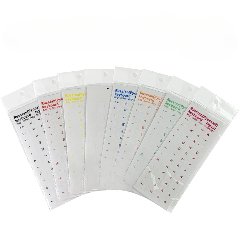 Pegatinas transparentes rusas para teclado, alfabeto de idioma, etiqueta blanca y negra para ordenador, PC, protección contra el polvo, accesorios para ordenador portátil, 1 ud.