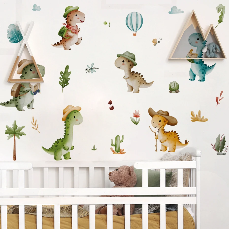 Pegatina de pared vinilo dinosaurio acuarela para habitación infantil - imagen 3