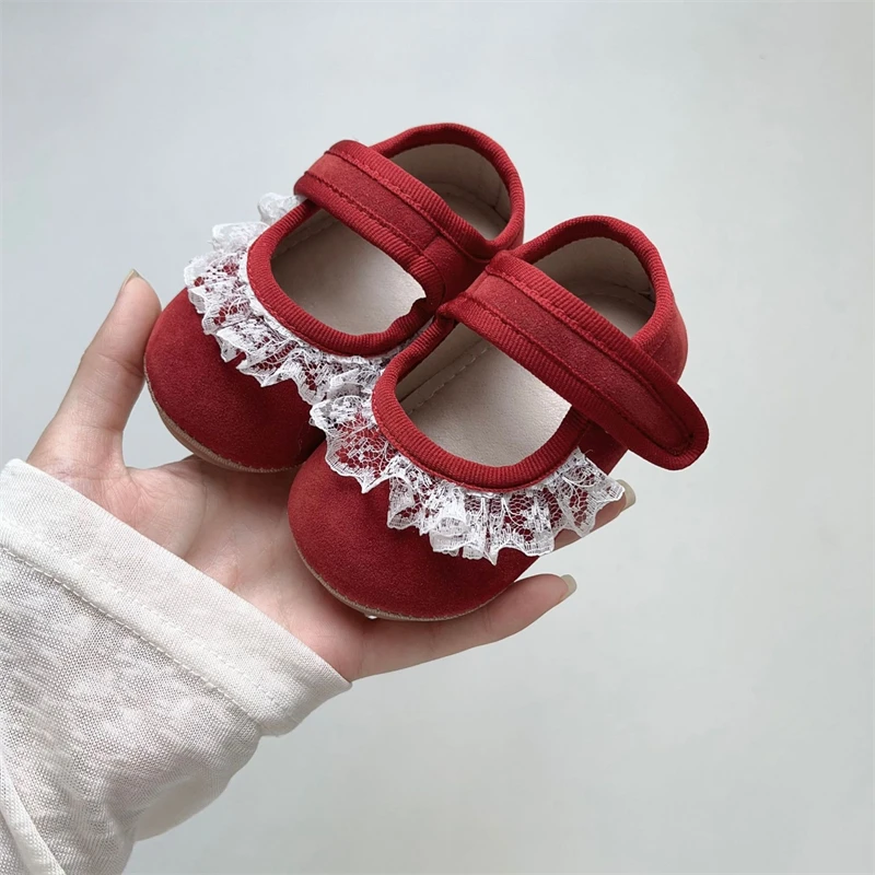 Primavera otoño zapatos para niñas conejo de dibujos animados niños zapatos de princesa de encaje suela blanda antideslizante niños pequeños primeros zapatos para caminar