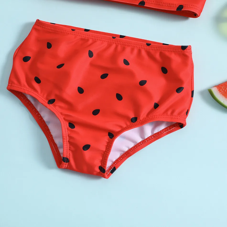 Conjunto de Bikini para la playa para niños, bonito traje de baño con temática de fruta, sandía y piña, Top Halter para niños con parte inferior a juego - imagen 5