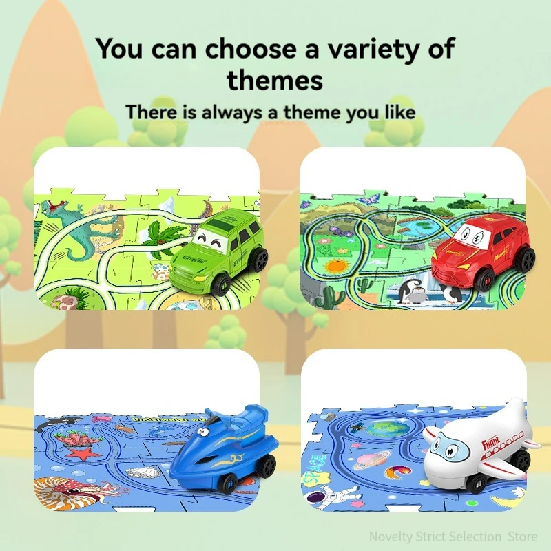 Juego de juguetes Puzzel, coche ferroviario DIY, rompecabezas de montaje, pista ferroviaria Flexible, juguete de interacción entre padres e hijos, rompecabezas de coche eléctrico, juguetes, regalos - imagen 5