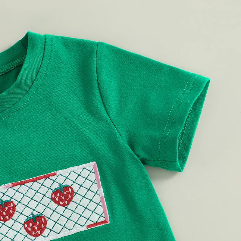 Conjuntos de verano para chico de 1 a 4 años, camisetas de manga corta con cuello redondo y pantalones cortos de cintura elástica a cuadros, conjunto de 2 uds. - imagen 4