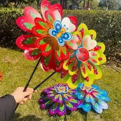 Molino de viento infantil multicolor con mariposas y abejas
