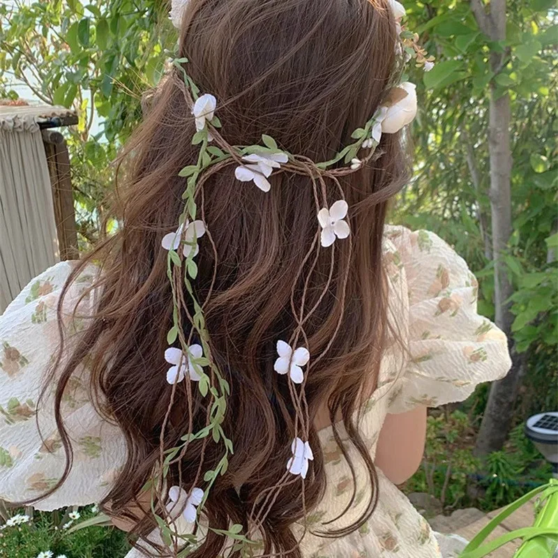 Diadema floral ajustable estilo corona mariposa boho para niña - imagen 2