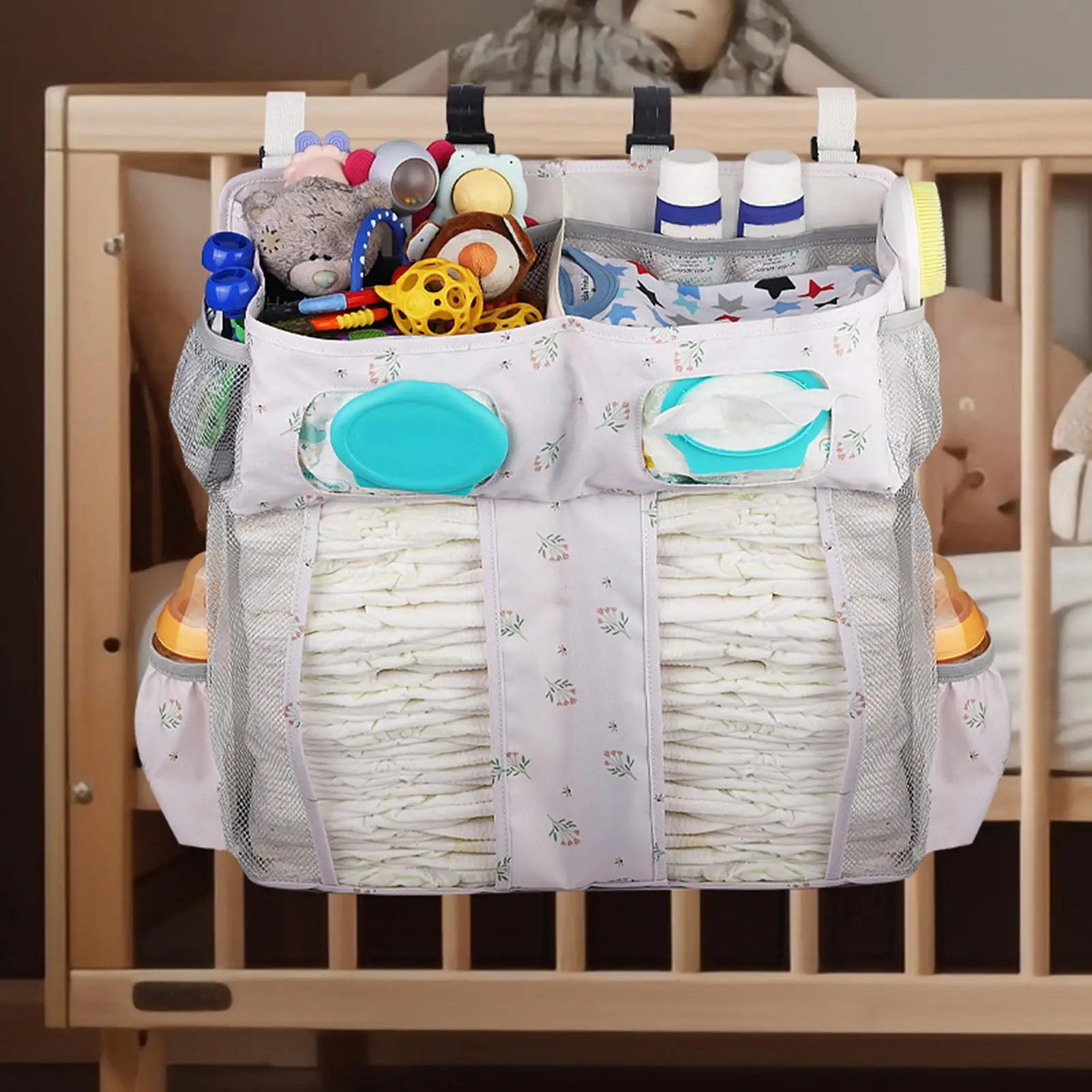 Organizador de cabecera para cuna de bebé – Bolsillos Oxford - imagen 3