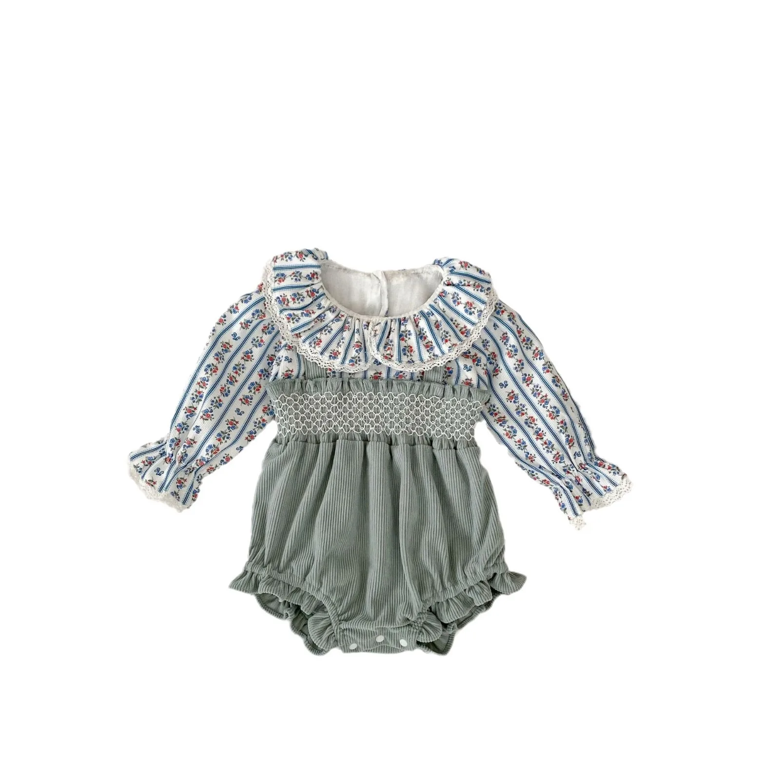 Pantalón de pana de 2 piezas para niña, pantalón de manga larga, con ribete bordado, para otoño, 2024 - imagen 5