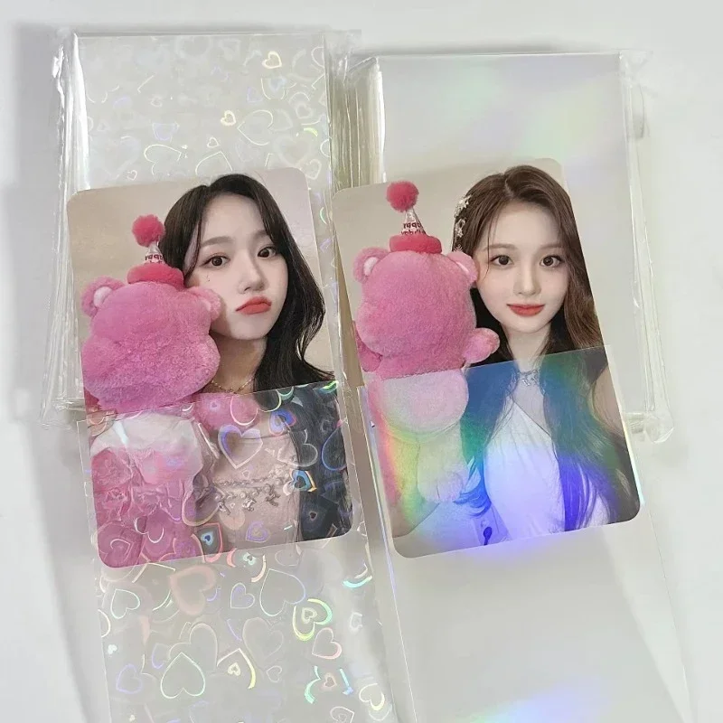 Fundas para tarjetas Kpop, soporte láser para postales, películas de carga superior, Protector de tarjetas de juego, 61x91mm, 58x89mm, 50 Uds.
