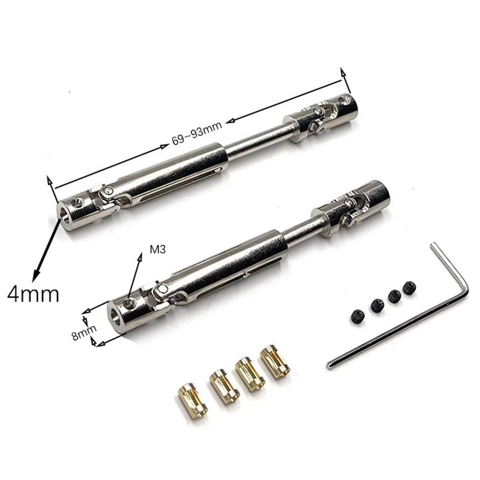 2x RC Car Drive Shaft, CVD Transmission Joint with Screws, 1/12 Metal Drive Shafts, Universal Driveshaft for MN82 Truck 2x RC Car Drive Shaft, CVD Transmission Joint with Screws, 1/12 Metal Drive Shafts, Universal Driveshaft for MN82 Truck