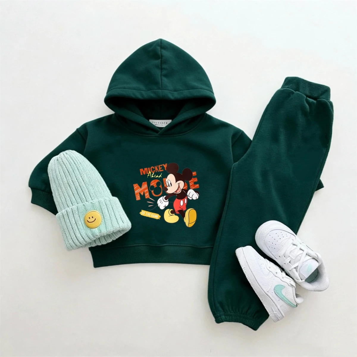 Disfraz de Dsiney, sudaderas con capucha de Mickey Mouse, pantalones sueltos, conjunto de 2 piezas, sudadera de dibujos animados + pantalones, ropa de otoño, trajes de manga larga para niños - imagen 3