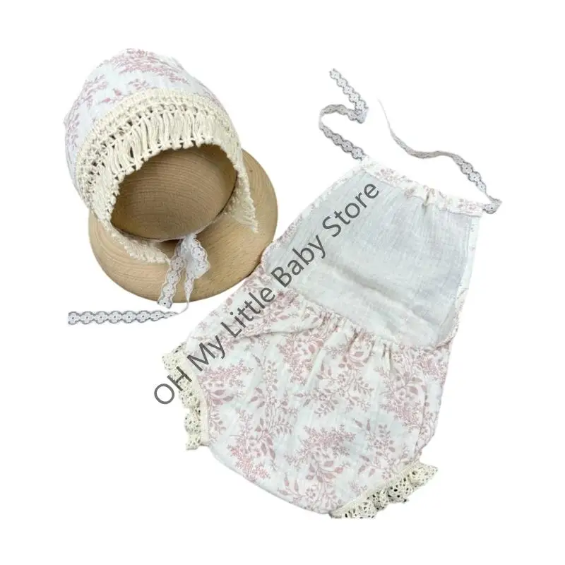 M76C fotografía disfraz sombrero y encaje mameluco traje sesión fotos ropa bebé suministro - imagen 3