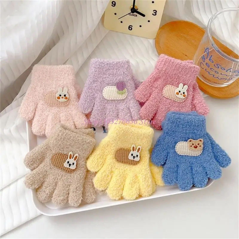 R6FD 1 par guantes invierno para niños, manoplas dedos con dibujos animados para niños, guardería, cómodas para y