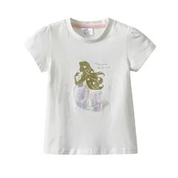 Camiseta manga corta algodón para niños con estampado princesa sirena
