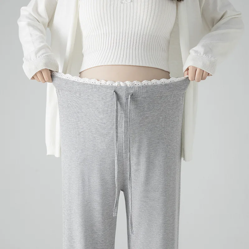 Pantalones rectos para mujeres embarazadas, pantalones de maternidad de cintura alta, pantalones de oficina holgados plisados de pierna ancha para mujeres, pantalones oficiales - imagen 5